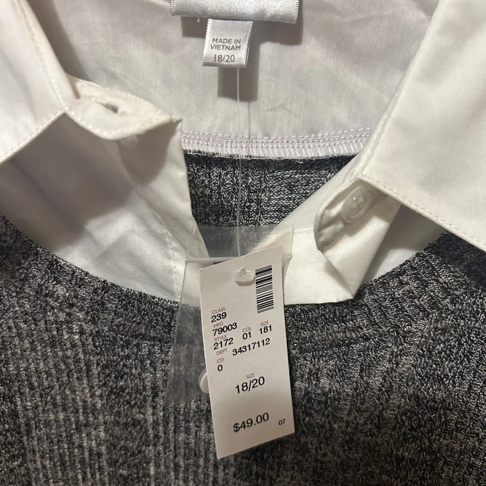 Avenue Gray and White Layered Top 18/20 - Picture 4 of 4